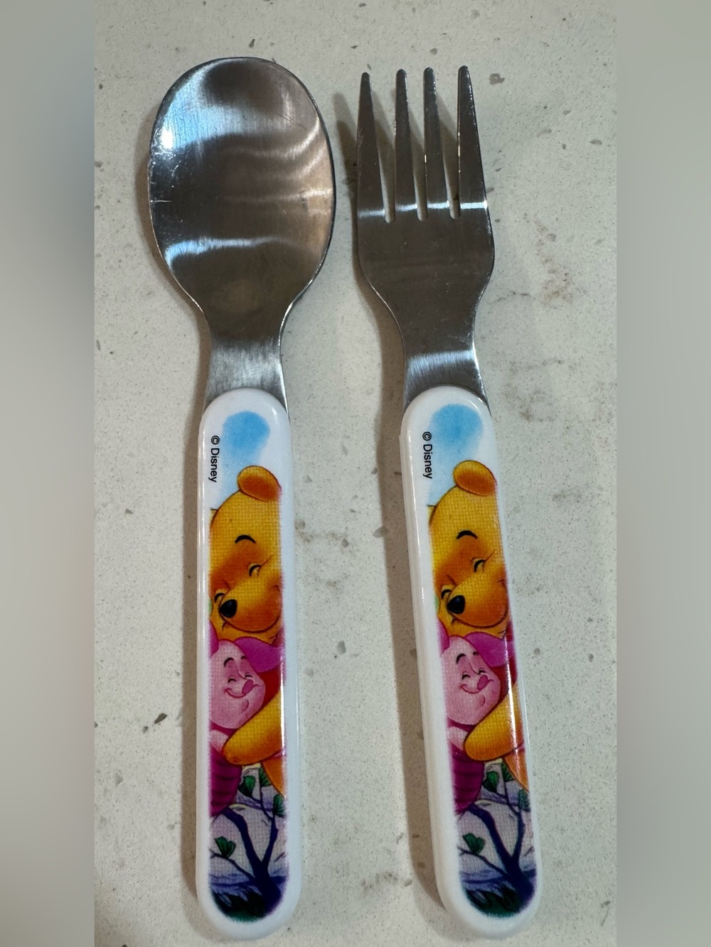 Disney Winnie The Pooh & Piglet Children's Fork & Spoon Set Stainless